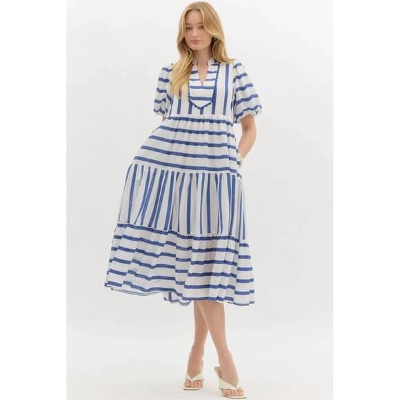 ENTRO Dresses & Skirts - NEW ENTRO nautical dreams dress in navy/white